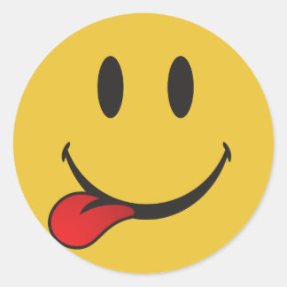 Sticker Rond Drôle et mignon Sticking hors langue Emoji