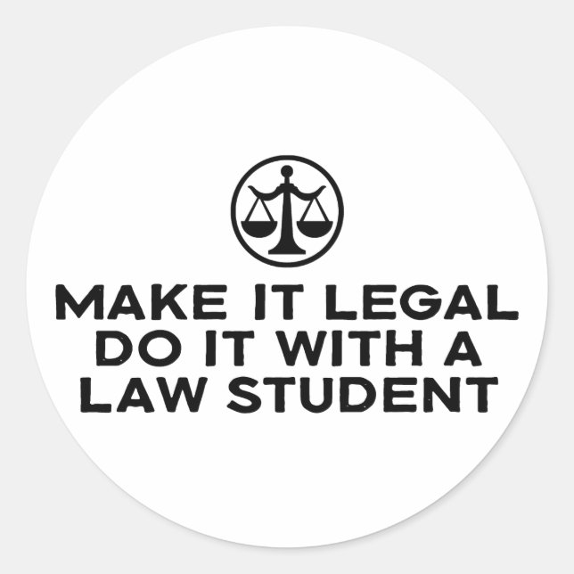 Sticker Rond Drôle étudiant en droit (Devant)