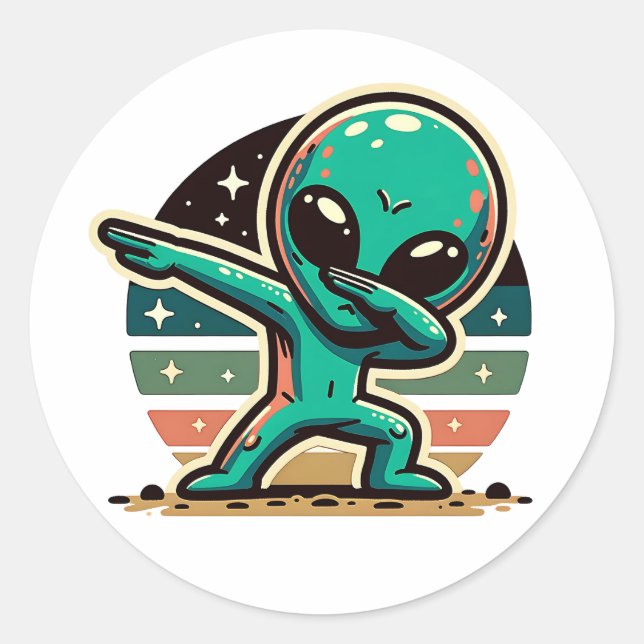 Sticker Rond Drôle Extraterrestrial Alien Dabbing (Devant)