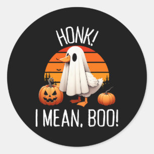 Sticker Rond Drôle Fantôme Honon Oie Je Veux Dire Boo