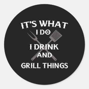 Sticker Rond Drôle Fête des pères de devis de grillage du barbe