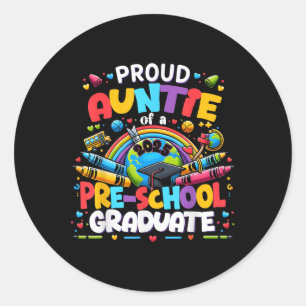 Sticker Rond Drôle Fier Tante D'Un Cl De 2025 De L'École Primai