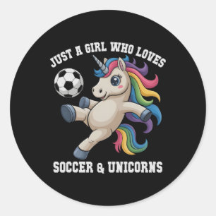 Sticker Rond Drôle Fille Qui Aime Foot Licornes Enfants Sco