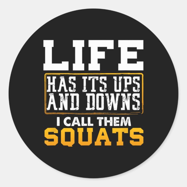Sticker Rond Drôle Fitness Gym Entraînement Poids Squat Hommes  (Devant)