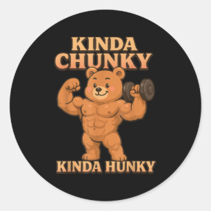 Sticker Rond Drôle Fitness Humour Gymnase Ours Tee - shirts Kin