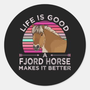 Sticker Rond Drôle Fjord Cheval Cadeau