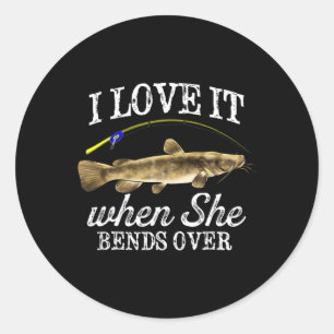 Sticker Rond Drôle Flathead Catfish Pêche Poisson d'eau douce G