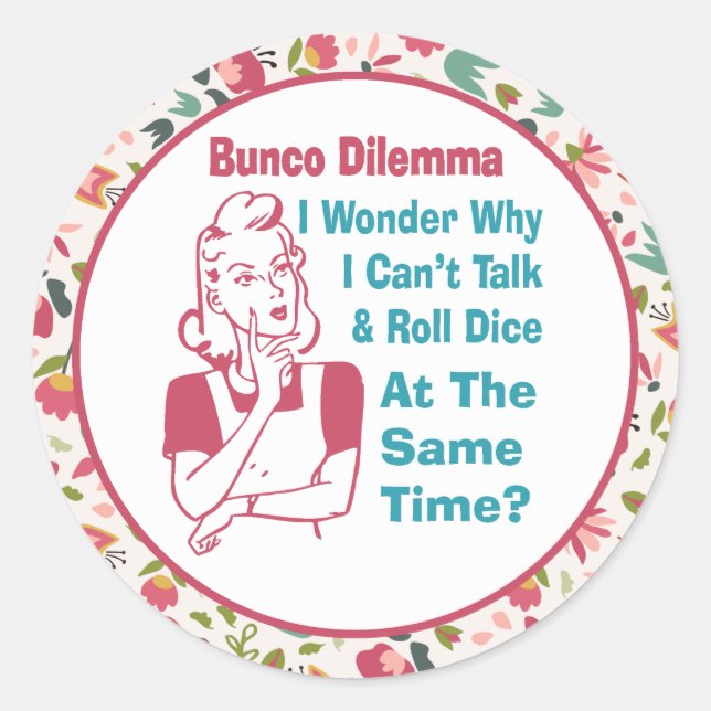Sticker Rond Drôle Floral Bunco Retro Player (Devant)