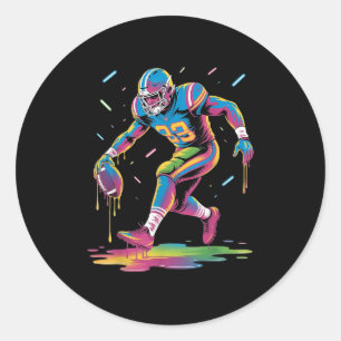 Sticker Rond Drôle Football Dripng Garçon Jeune Tie Dye Dripng