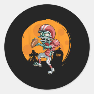 Sticker Rond Drôle Football Joueur Zombie Halloween Football Sp