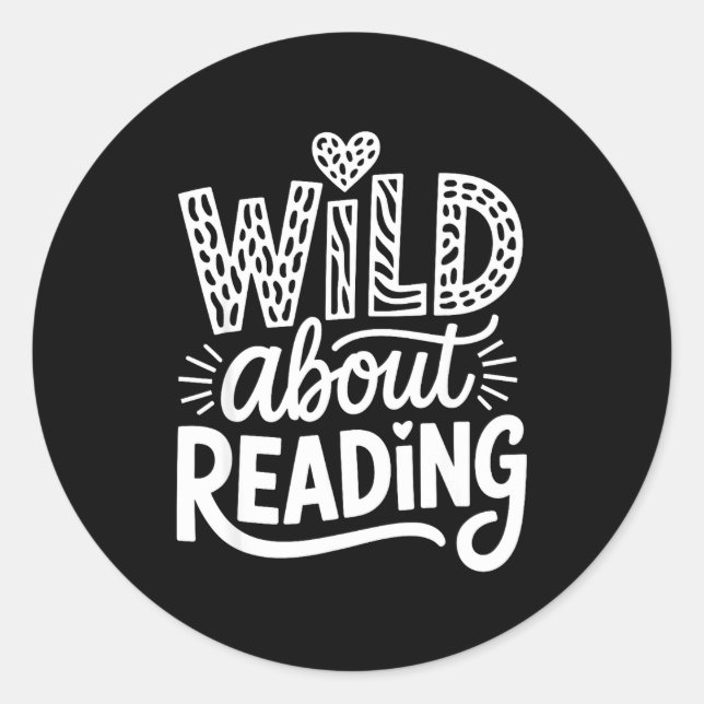 Sticker Rond Drôle fou de lecture  (Devant)
