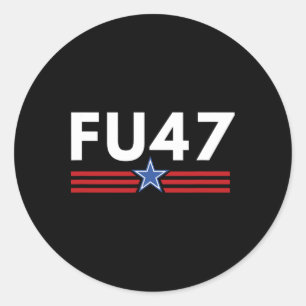 Sticker Rond Drôle Fu47 Anti Trump Patriotique Pro Harris Democ