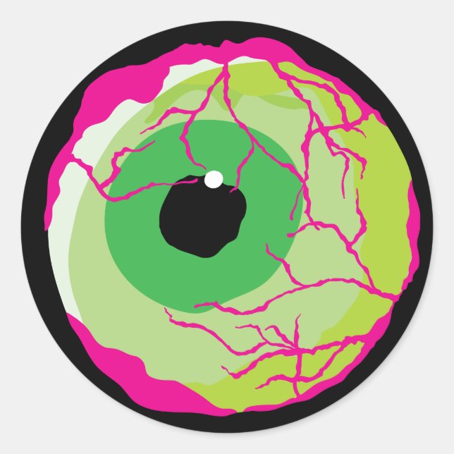 Sticker Rond Drôle Funky Scary mignonne Éffrayant Zombie Eyebal (Devant)