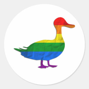 Sticker Rond Drôle Gay et Lesbian Pride Canard, Quack Quack