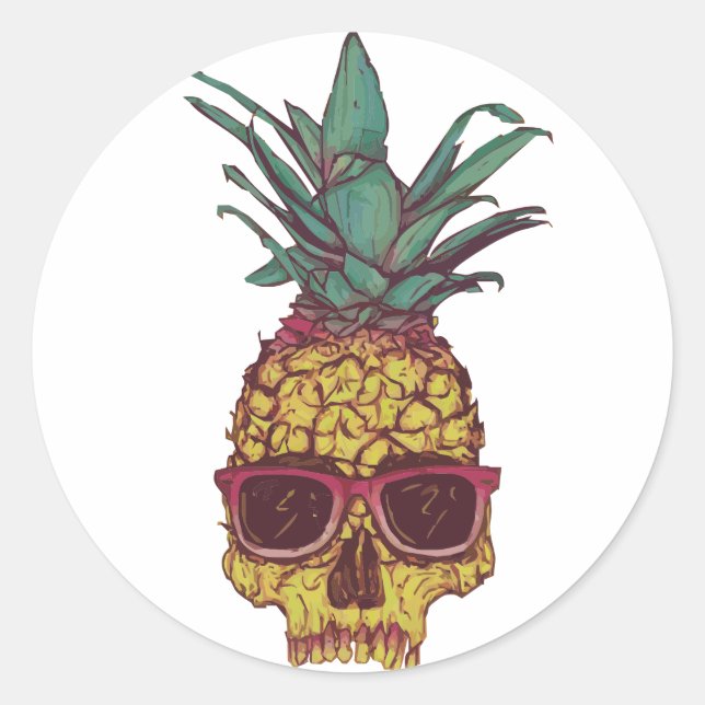 Sticker Rond Drôle Geek Cool Pineapple Punk (Devant)