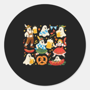 Sticker Rond Drôle Ghost Bière Pretzel Saucisse