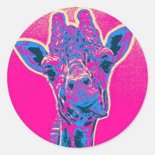 Sticker Rond Drôle Giraffe Sticking out son langue