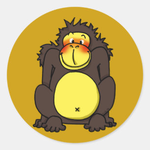 Sticker Rond Drôle gorille timide