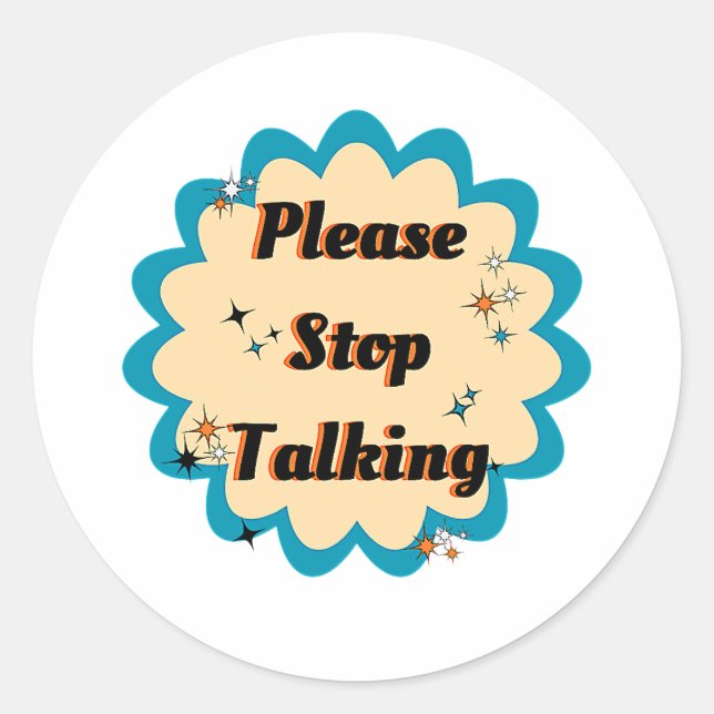 Sticker Rond Drôle Graphique Jaune Design S'il vous plaît arrêt (Devant)