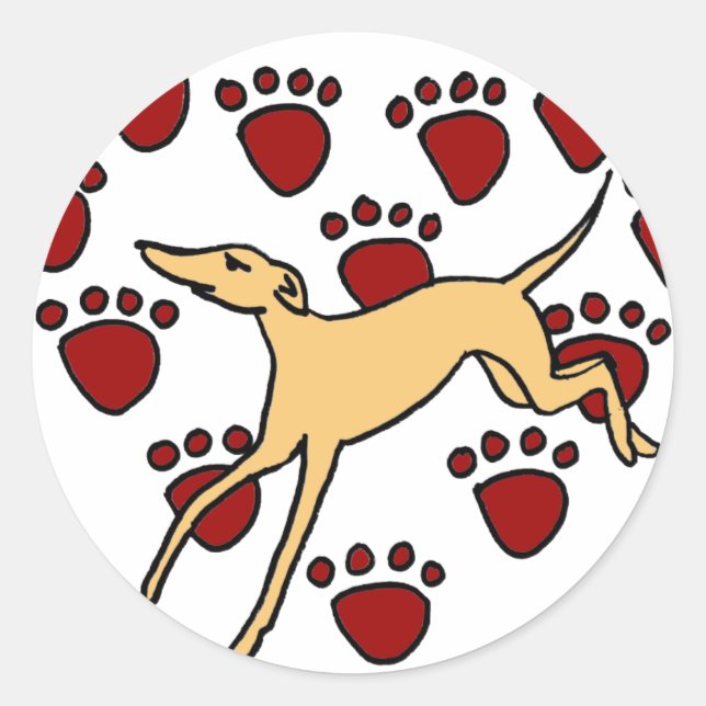 Sticker Rond Drôle Greyhound Puppy Love (Devant)