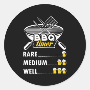 Sticker Rond Drôle Grill Grill Cadeau Barbecue Timer Barbecue