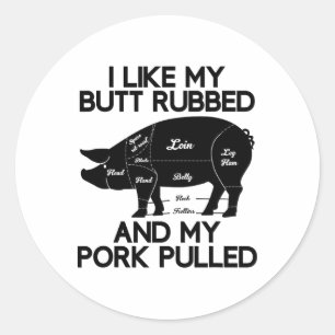 Sticker Rond Drôle Griller Barbecue Porc Rub Byrbecue Lover Cad