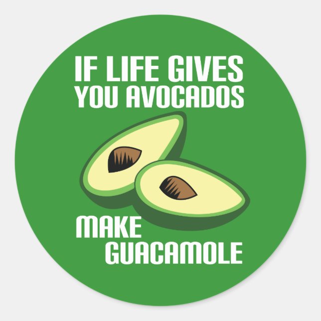 Sticker Rond Drôle Guacamole Avocado Joke (Devant)