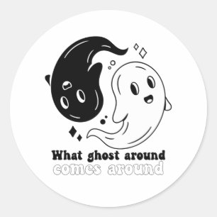 Sticker Rond Drôle Halloween Boo Ce Fantôme Arrive Autour