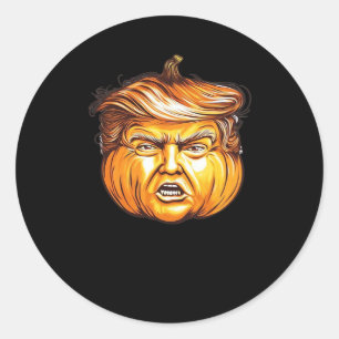 Sticker Rond Drôle Halloween Citrouille Parodie politique Donal