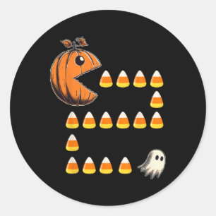 Sticker Rond Drôle Halloween Jack-o'-lantern Citrouille Manger