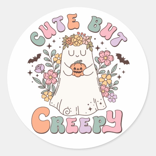 Sticker Rond Drôle Halloween mignon mais Déplaisant (Devant)