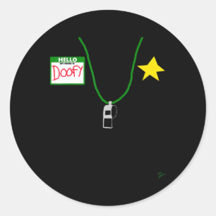 Sticker Rond Drôle Halloween Officier Tee - Doofy Costume Hallo