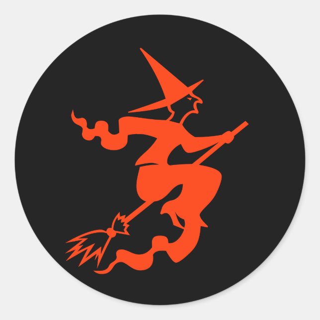 Sticker Rond Drôle Halloween Scary sorcier vacances Black Orang (Devant)