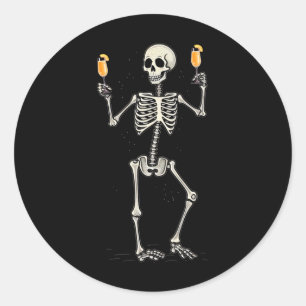 Sticker Rond Drôle Halloween Squelette Peach Bellini Ta