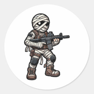 Sticker Rond Drôle Halloween tactique maman armée hommes vétéra