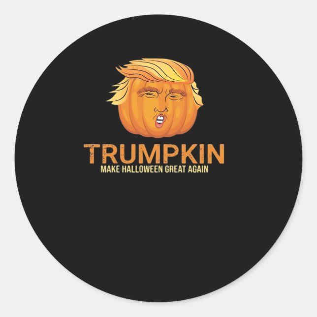 Sticker Rond Drôle Halloween Trumpkin - Automne Faire Halloween (Devant)