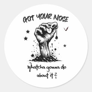 Sticker Rond Drôle Halloween Zombie a eu votre nez