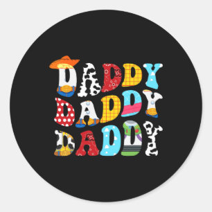 Sticker Rond Drôle Histoire Daddy Toy Boy Histoire Papa Fête de