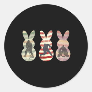 Sticker Rond Drôle Hockey sur glace Sports Lapin de Pâques lapi