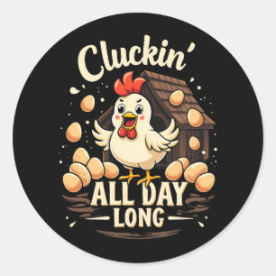 Sticker Rond Drôle Humour de poulet Rustique ferme