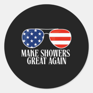 Sticker Rond Drôle Humour Trump Rendre la douche plus grande