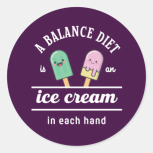 Sticker Rond Drôle Ice Crème Diet Citation été chaud