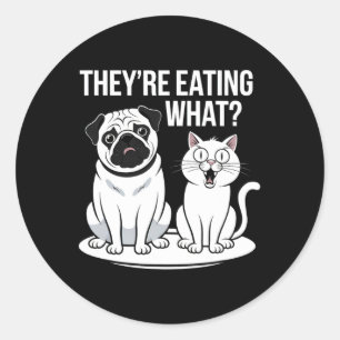 Sticker Rond Drôle Ils mangent Les Chiens Ils Mangent Le Ca