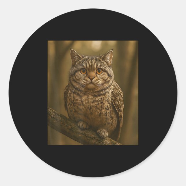 Sticker Rond Drôle Internet tendance mème mème maudit Chat Chat (Devant)