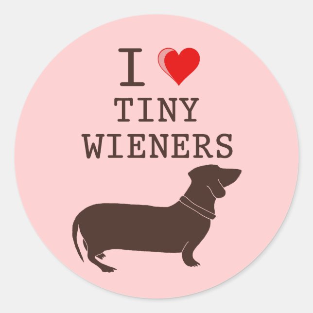 Sticker Rond Drôle J'adore le teckel Wiener miniature (Devant)