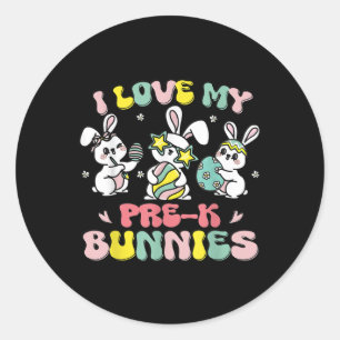 Sticker Rond Drôle J'Aime Mes Lapins Pré-k Enseignant Préscolai