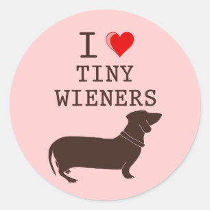 Sticker Rond Drôle J'Aime Mince Wiener Dachshund