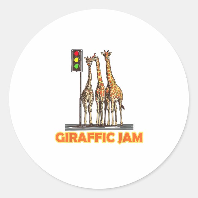 Sticker Rond Drôle Jam de la Giraffe de Pun (Devant)