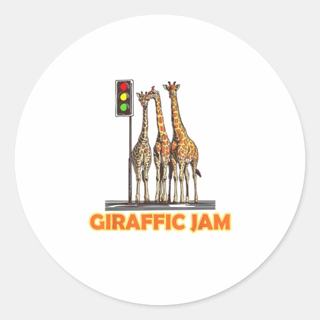 Sticker Rond Drôle Jam de la Giraffe de Pun (Devant)