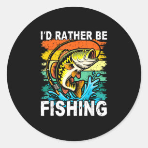 Sticker Rond Drôle je préférerais pêcher le bar 